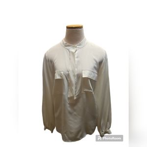 Talbots Silk ivory 1/2 button balloon sleeve blouse